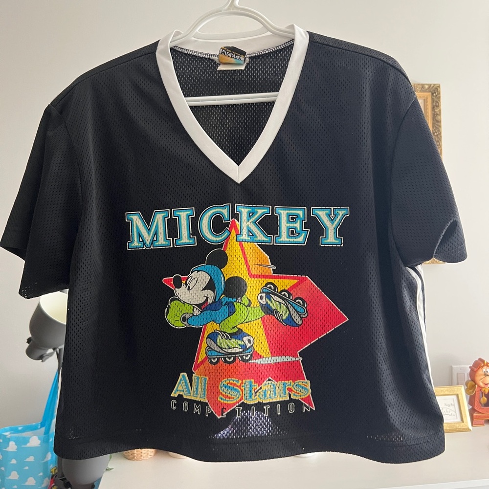 Mickey Black V-Neck Women's Top